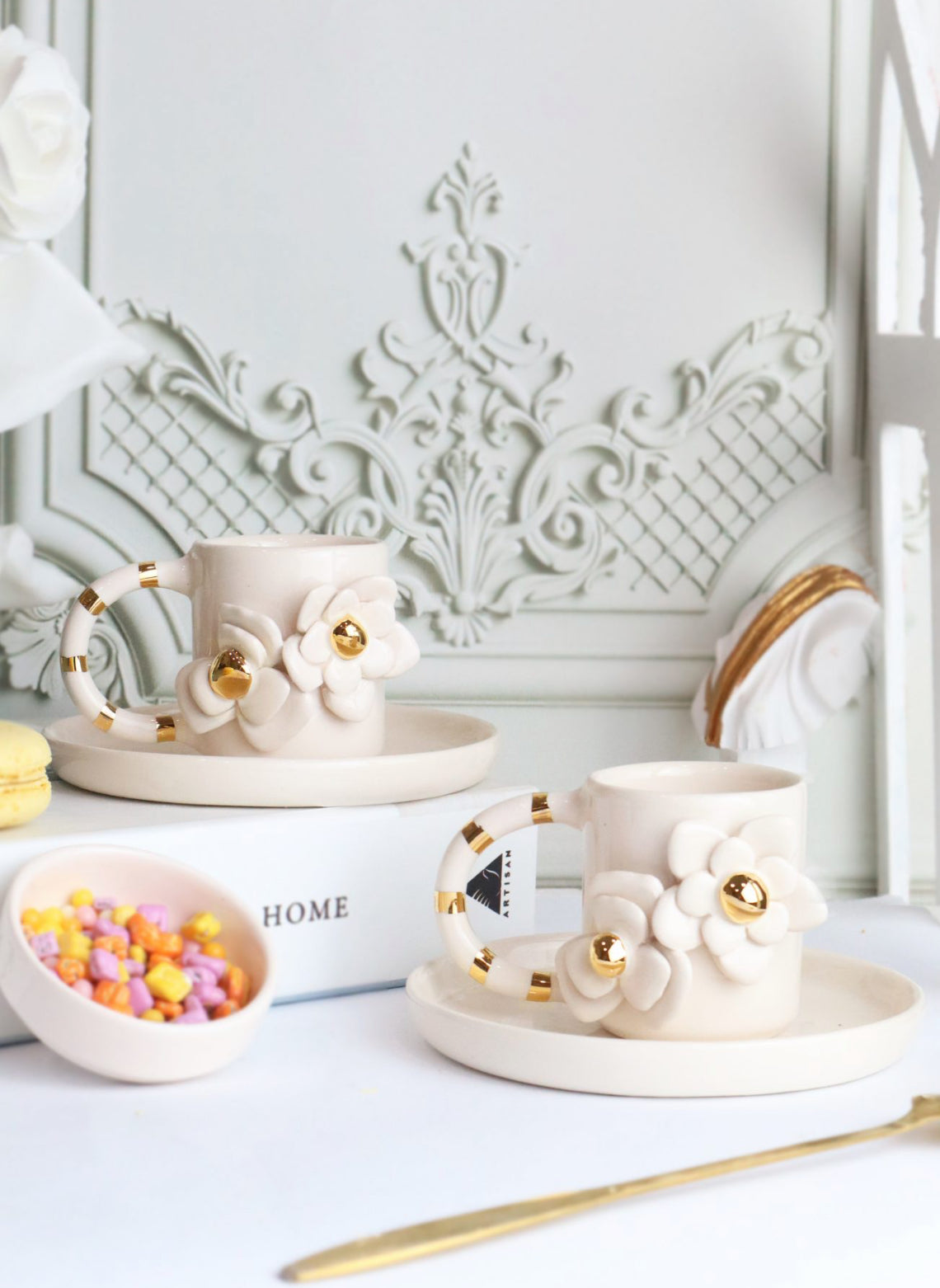 white flowers espresso cup 90ml