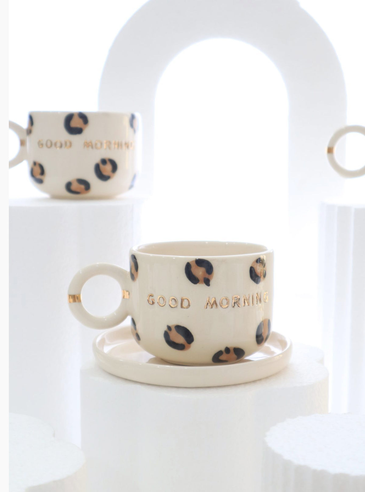 Leopard good morning mug with saucer 200 ml