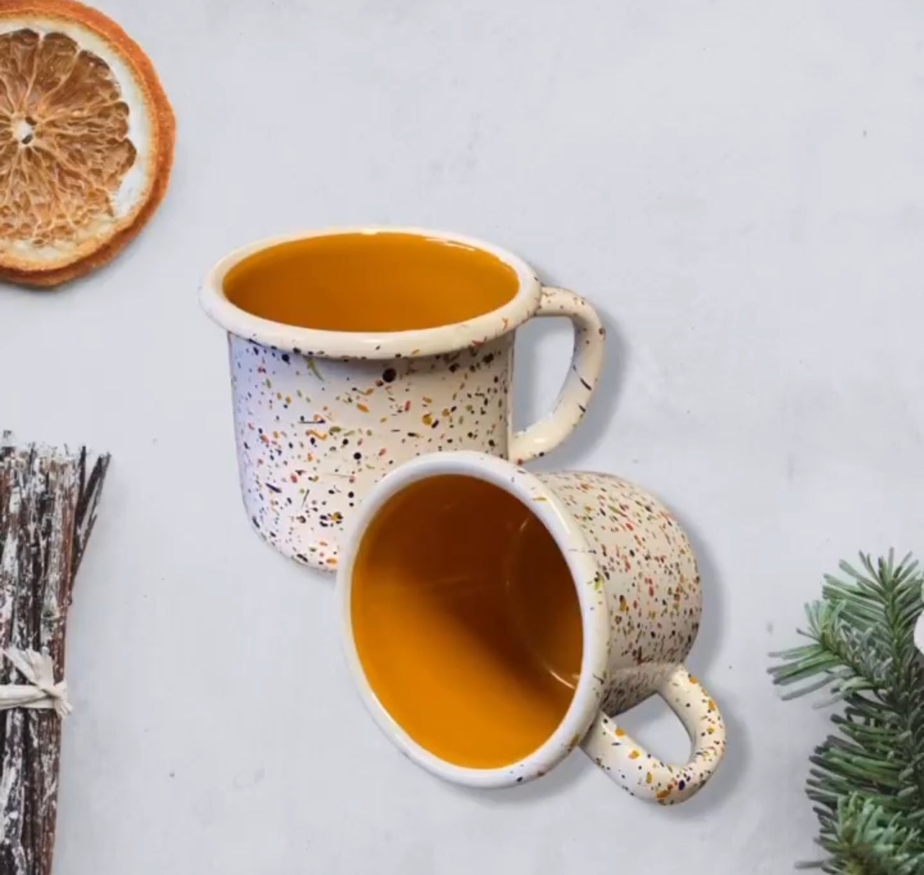 Enamel Splatter Hand Painted Mug