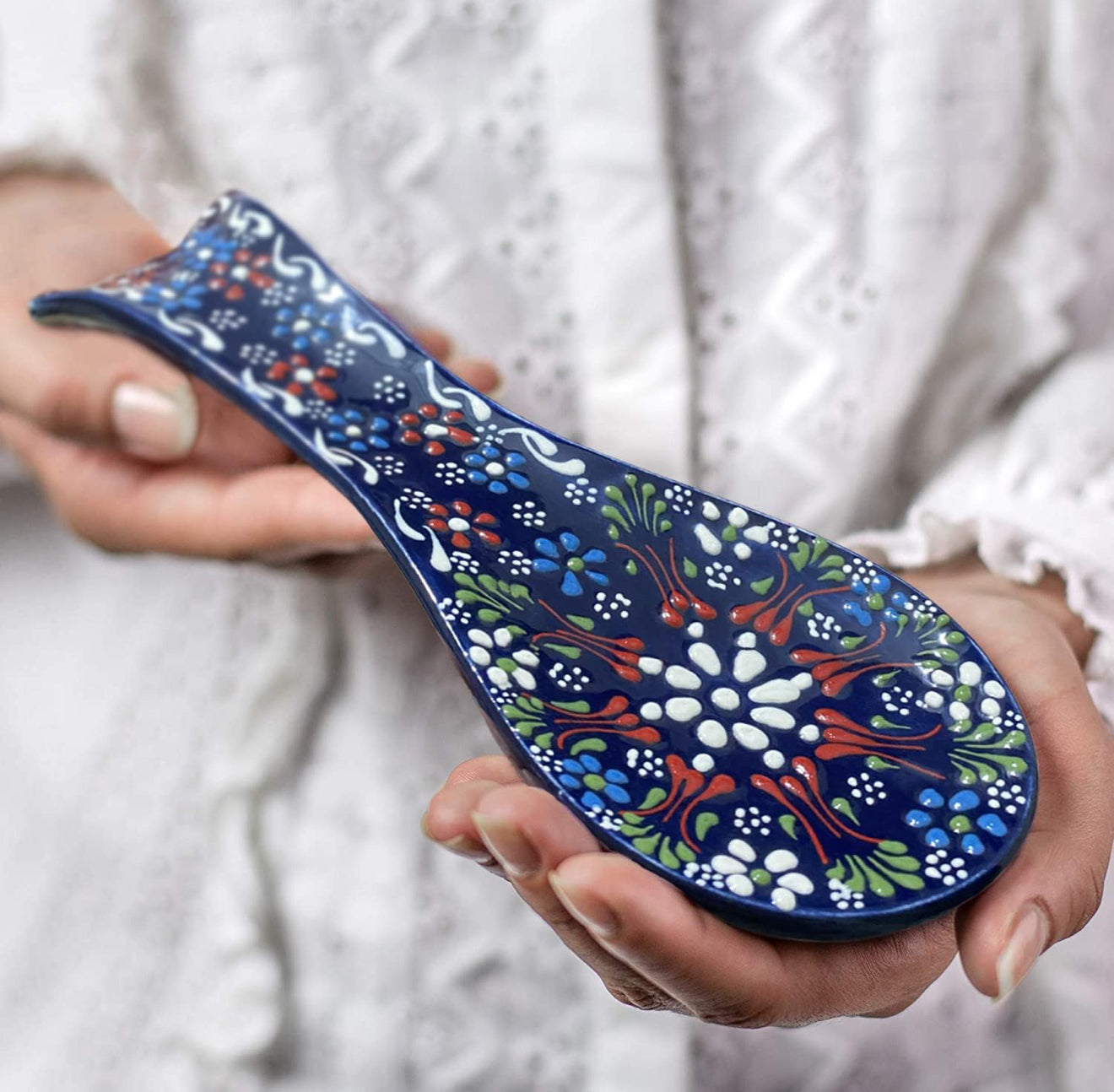 Hand Made Turkish Ceramic Spoon Rest Dantel