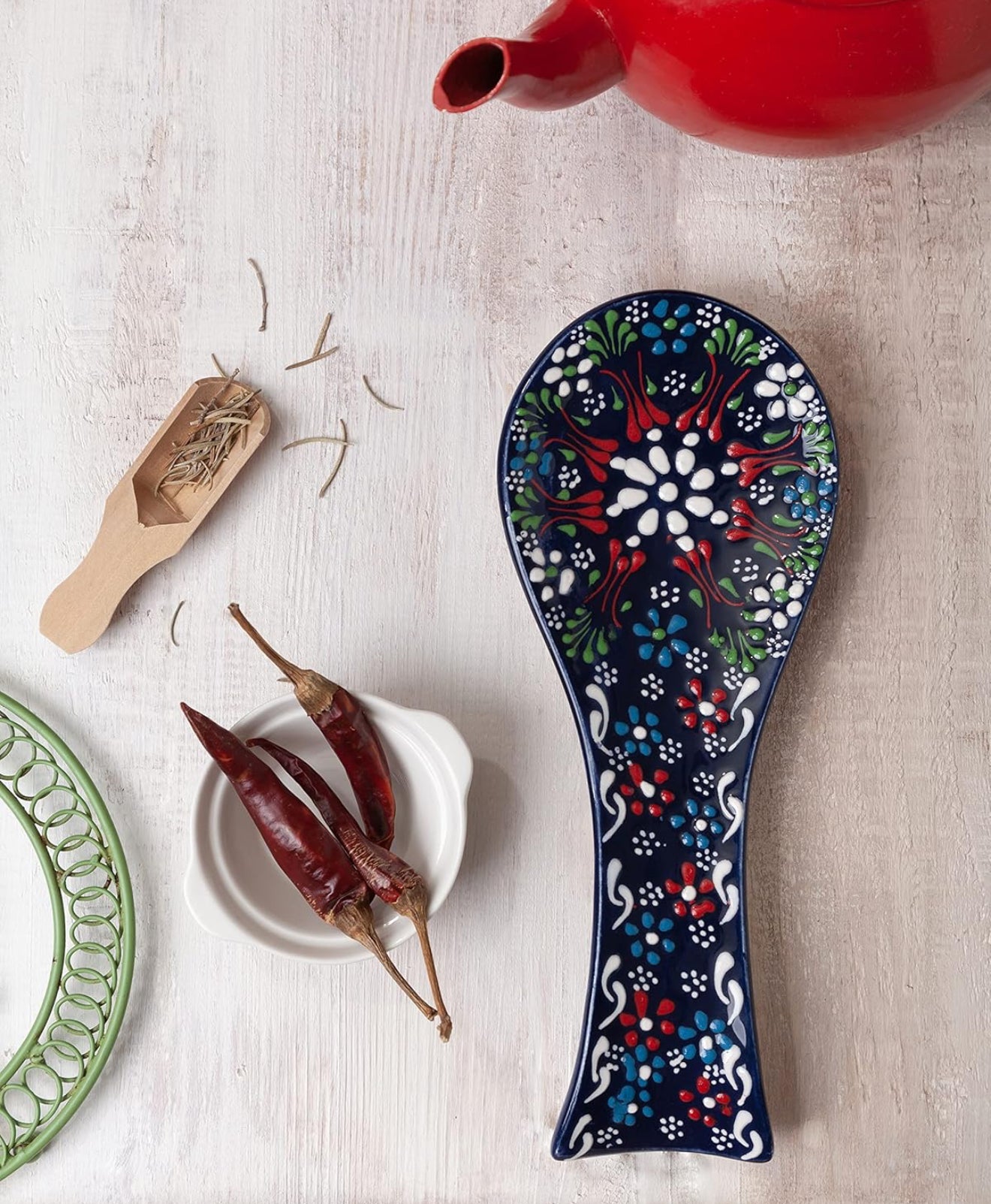 Hand Made Turkish Ceramic Spoon Rest Dantel
