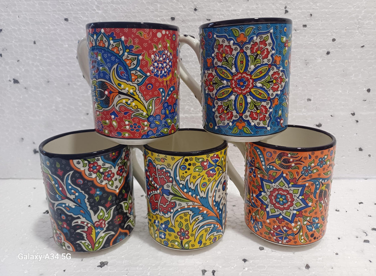 Handmade Turkish Ceramic Mug 12 oz Tulip