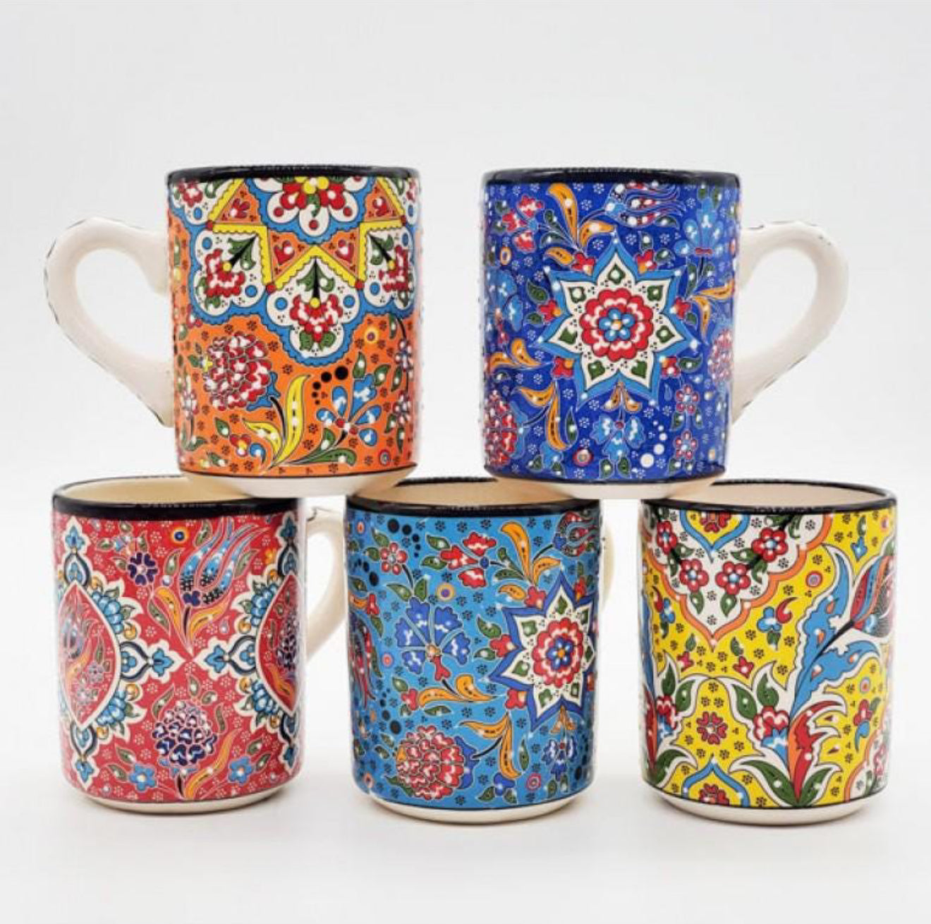 Handmade Turkish Ceramic Mug 12 oz Tulip