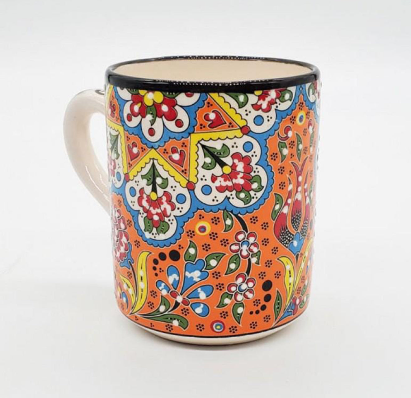 Handmade Turkish Ceramic Mug 12 oz Tulip