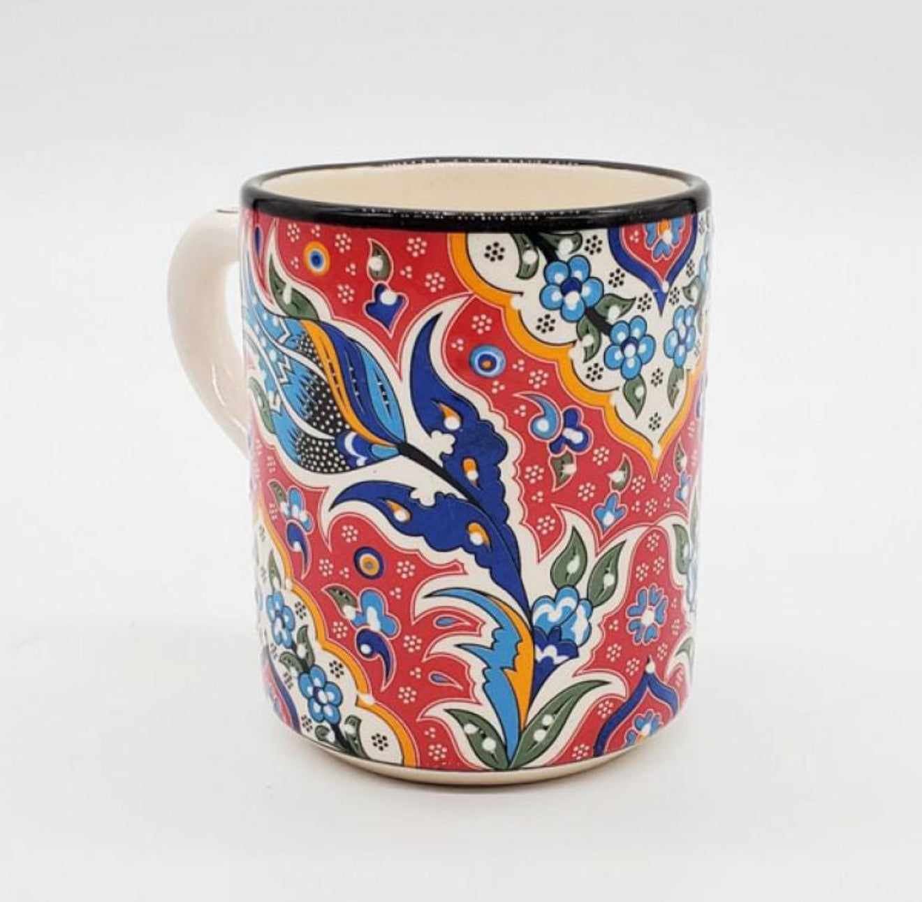 Handmade Turkish Ceramic Mug 12 oz Tulip
