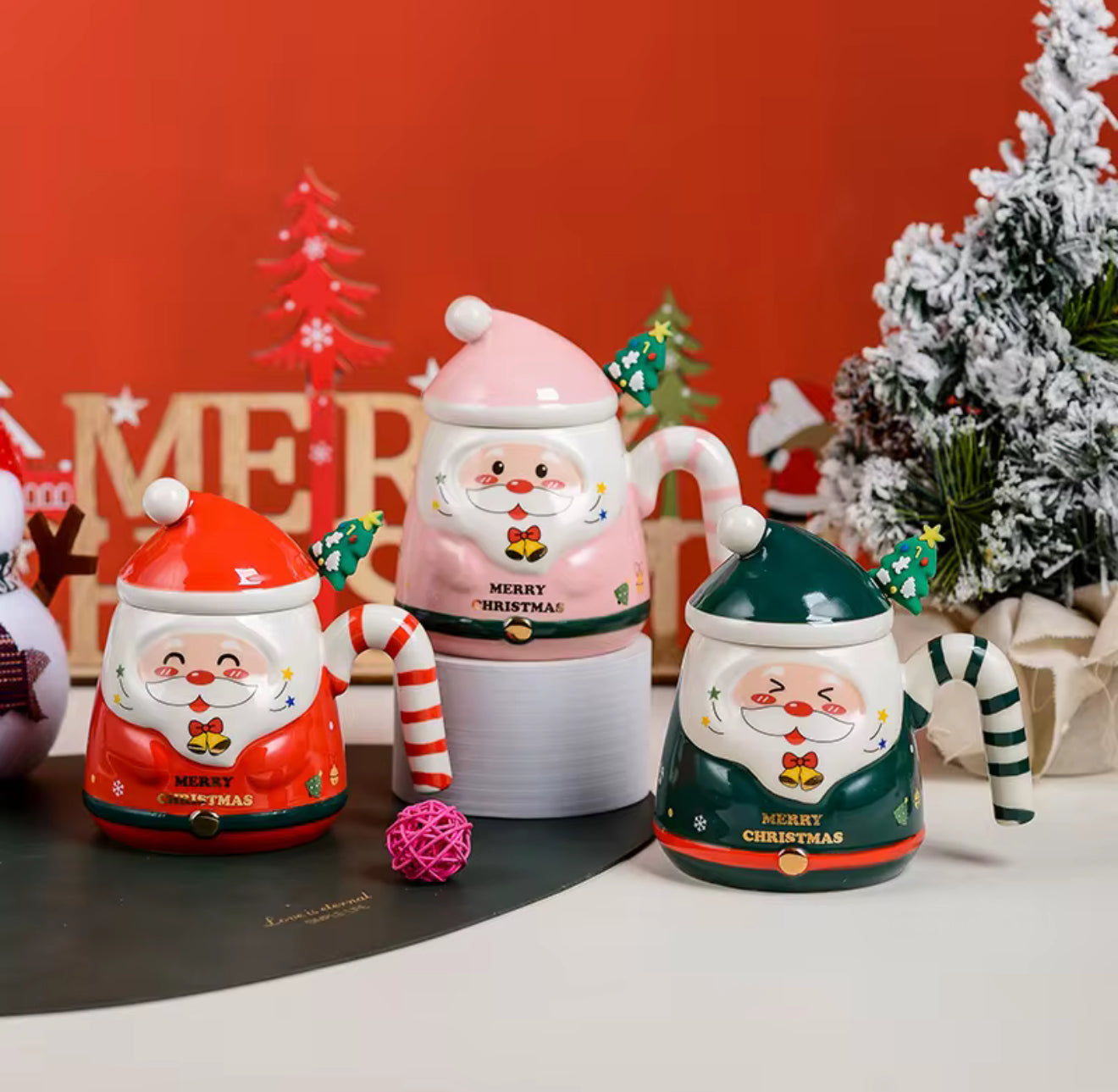 Santa with Candy Cane Holder Mug