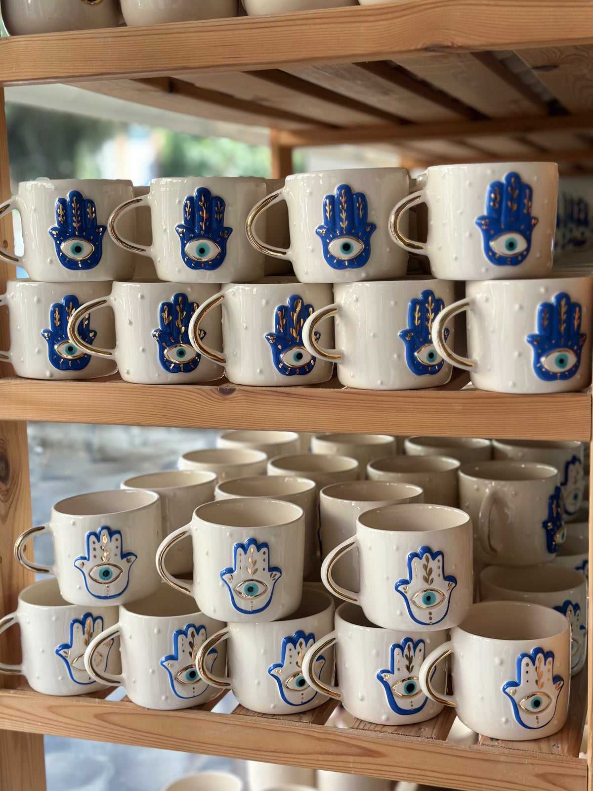 White Hamsa Mug