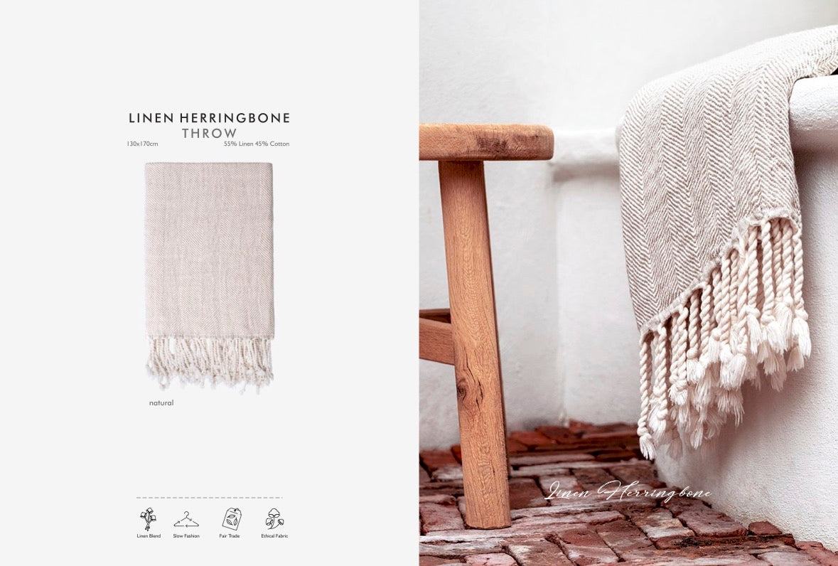 LINEN HERRINGBONE THROW