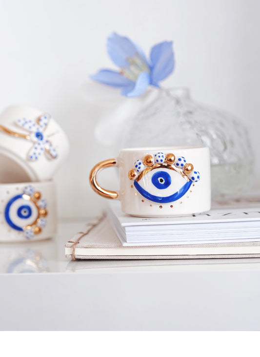 Evil Eye With Gold Beads Mug