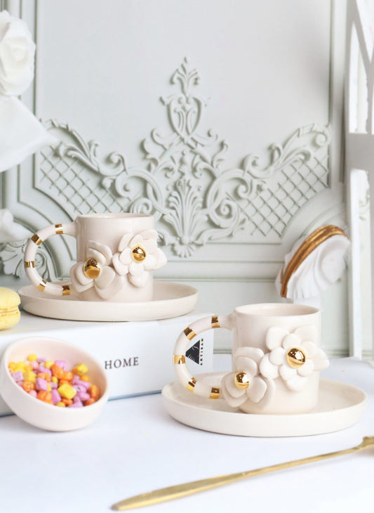 white flowers espresso cup 90ml