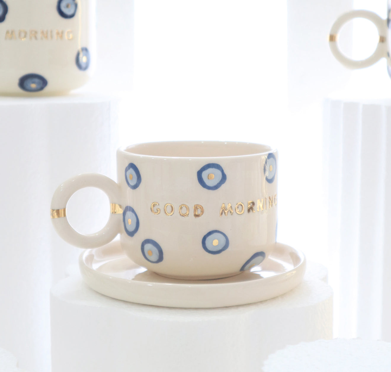 Evil eye good morning mug with saucer 200 ml