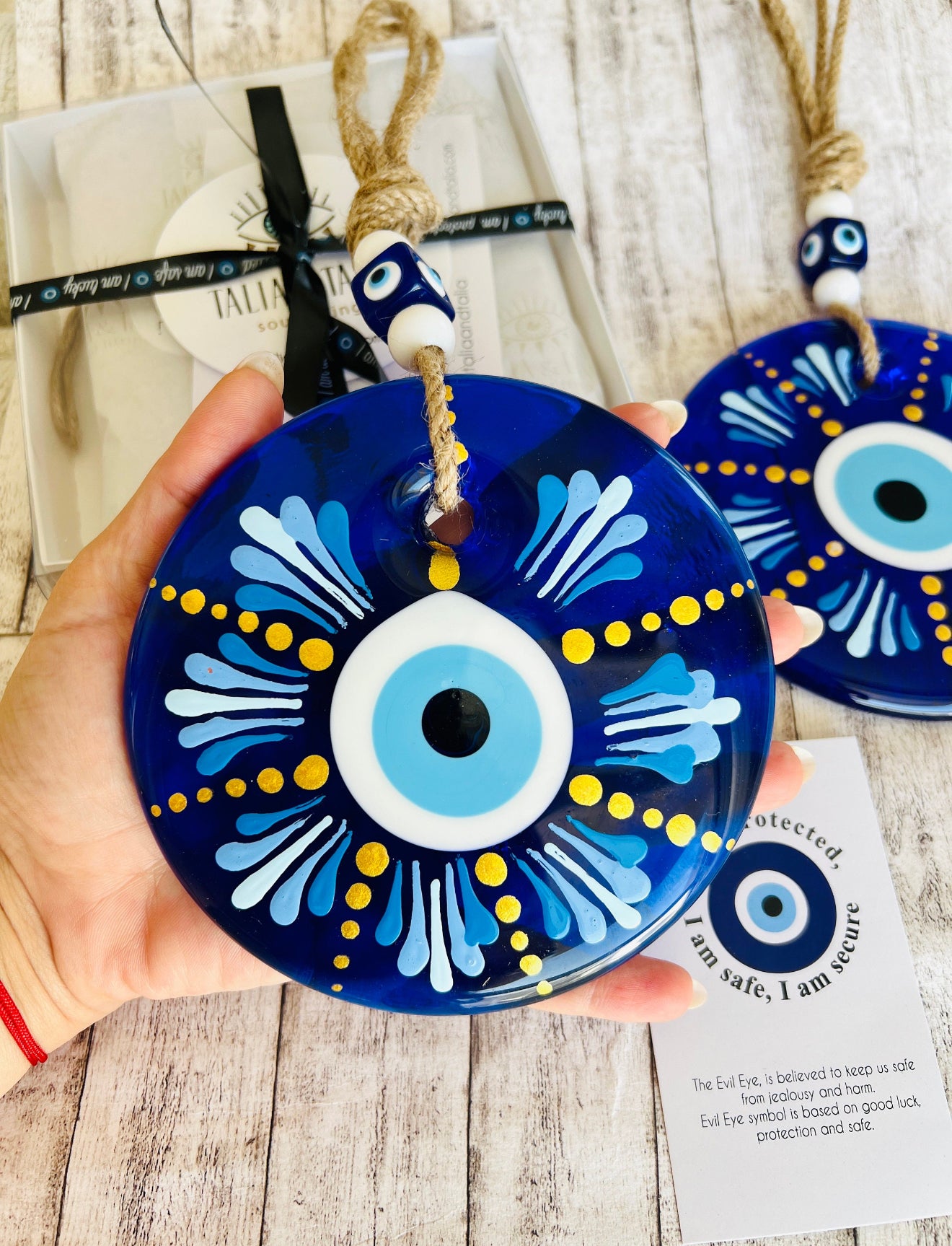 Handmade Evil Eye Ornament with Hand Painted Design Large