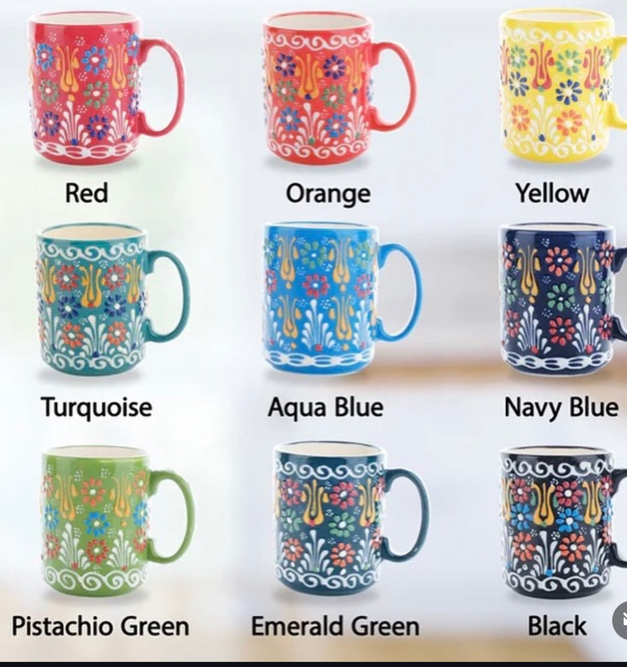 Handmade Turkish Ceramic Mugs 12 oz coffee mugs