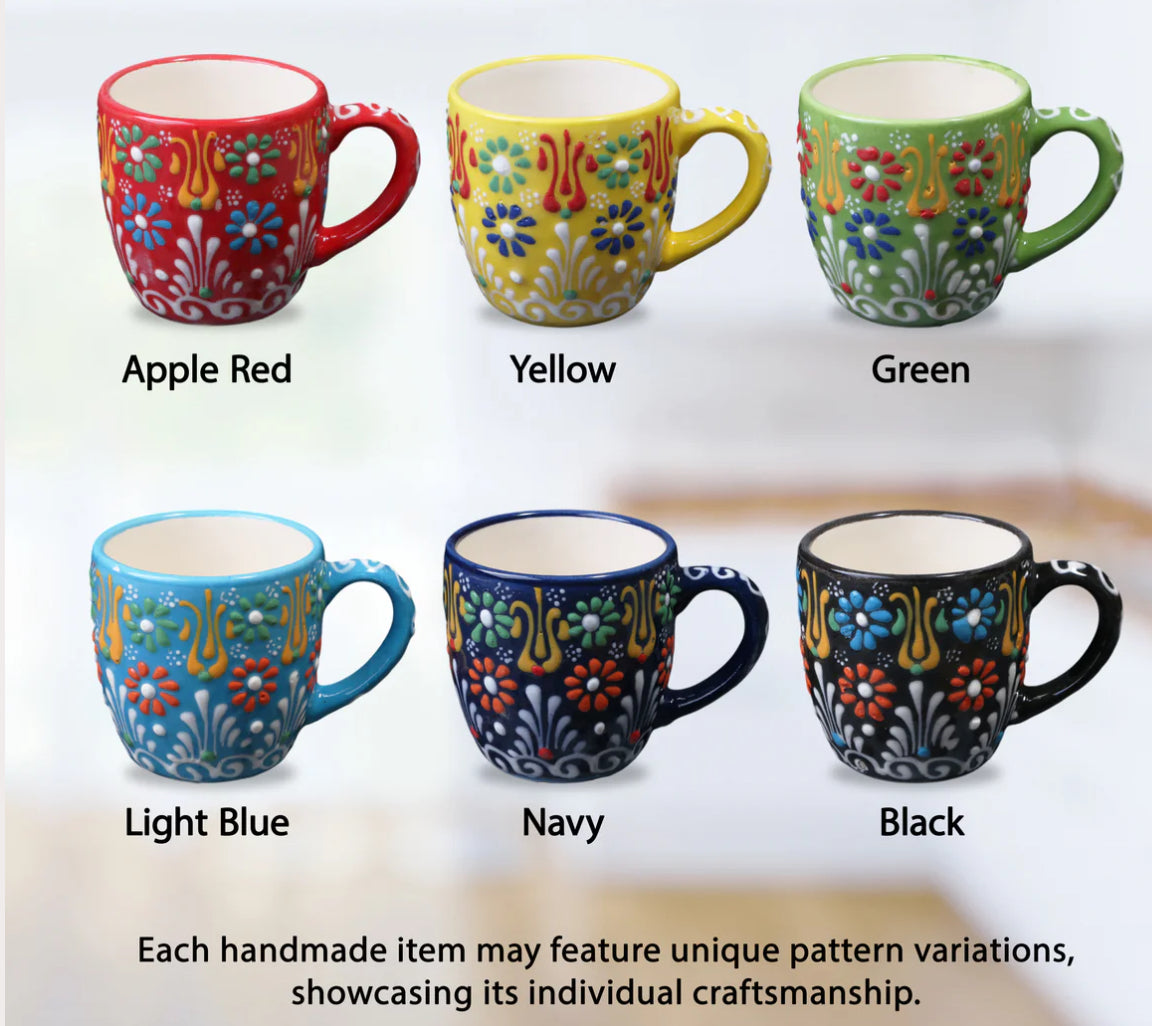 Handmade Ceramic Turkish  Espresso Cups, 5 Oz Espresso Cups