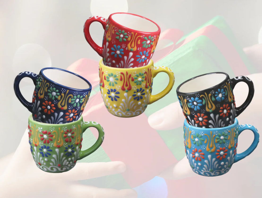 Handmade Ceramic Turkish  Espresso Cups, 5 Oz Espresso Cups