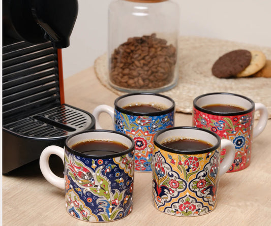 Handmade Turkish Ceramic Espresso Cups, 5 Oz