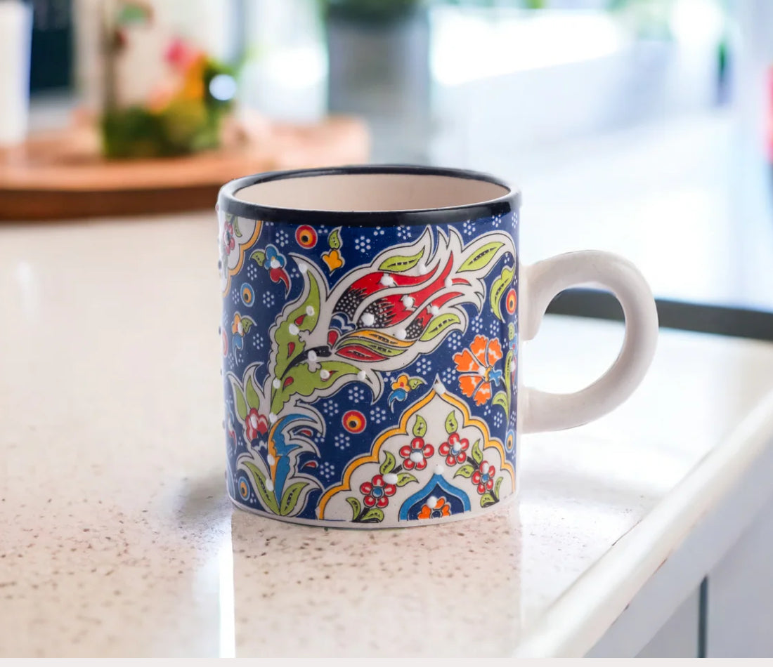 Handmade Turkish Ceramic Espresso Cups, 5 Oz