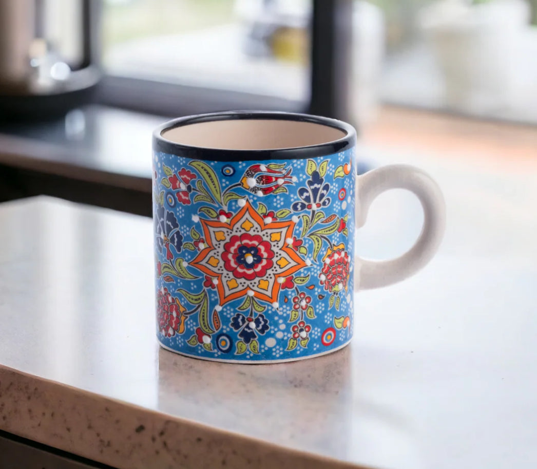 Handmade Turkish Ceramic Espresso Cups, 5 Oz