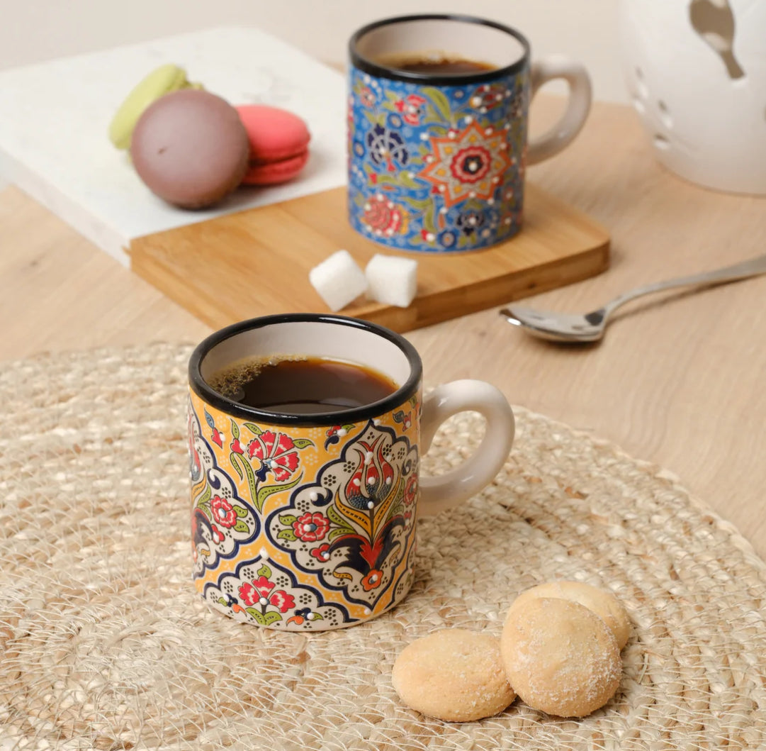 Handmade Turkish Ceramic Espresso Cups, 5 Oz