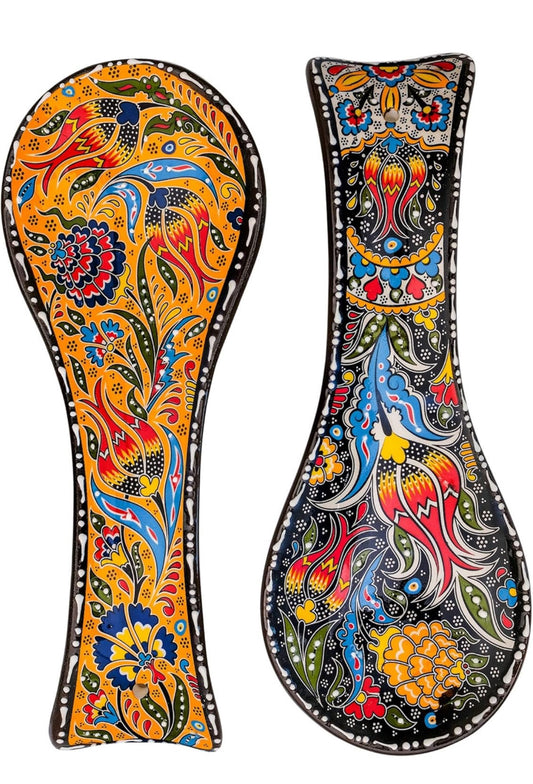 Handmade Turkish Ceramic Spoon Rest Floral