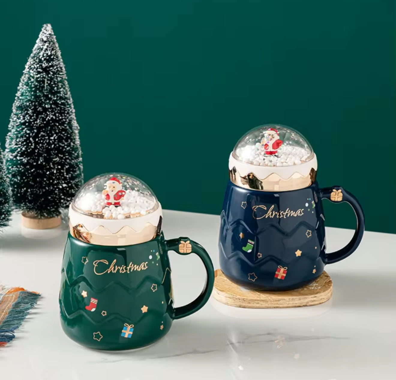 Christmas Mug With Snow Globe Lid