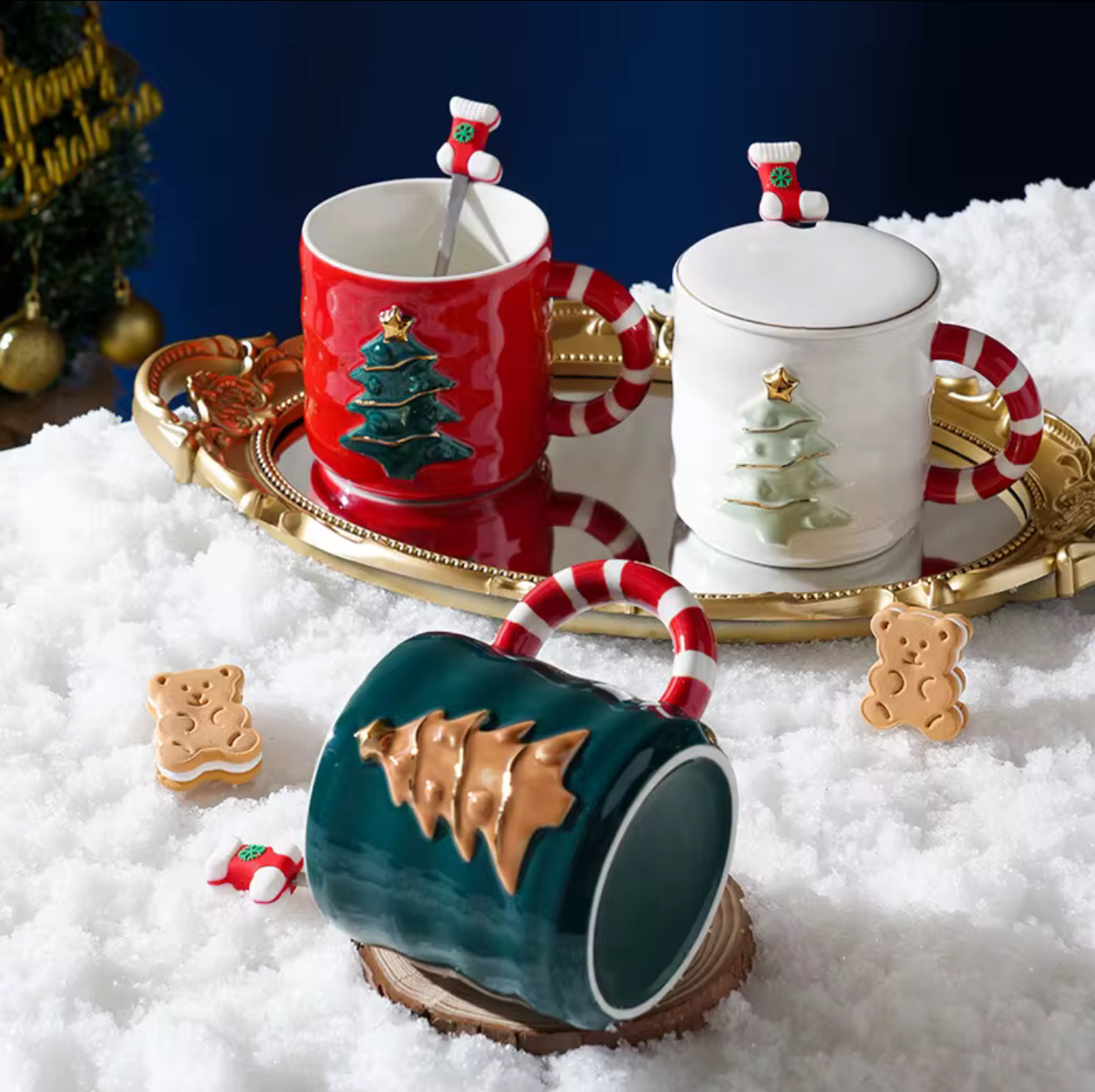 Christmas Mug with lid and spoon
