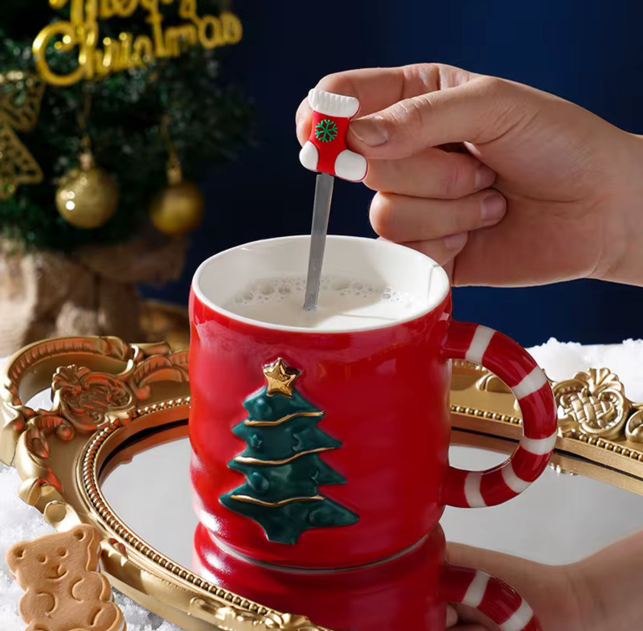 Christmas Mug with lid and spoon