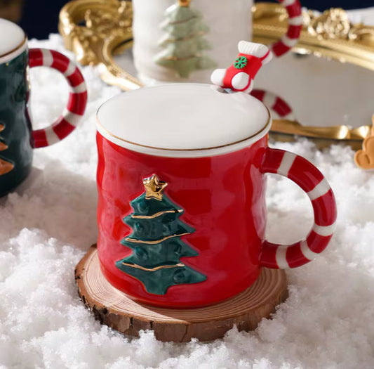 Christmas Mug with lid and spoon