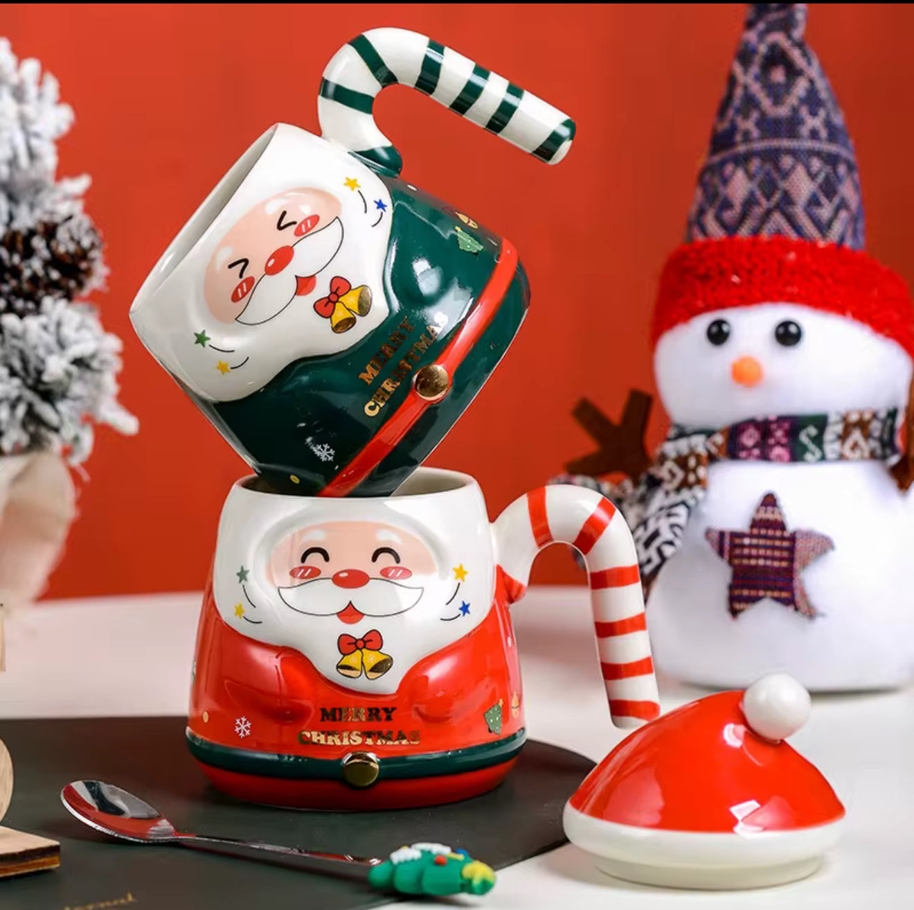 Santa with Candy Cane Holder Mug