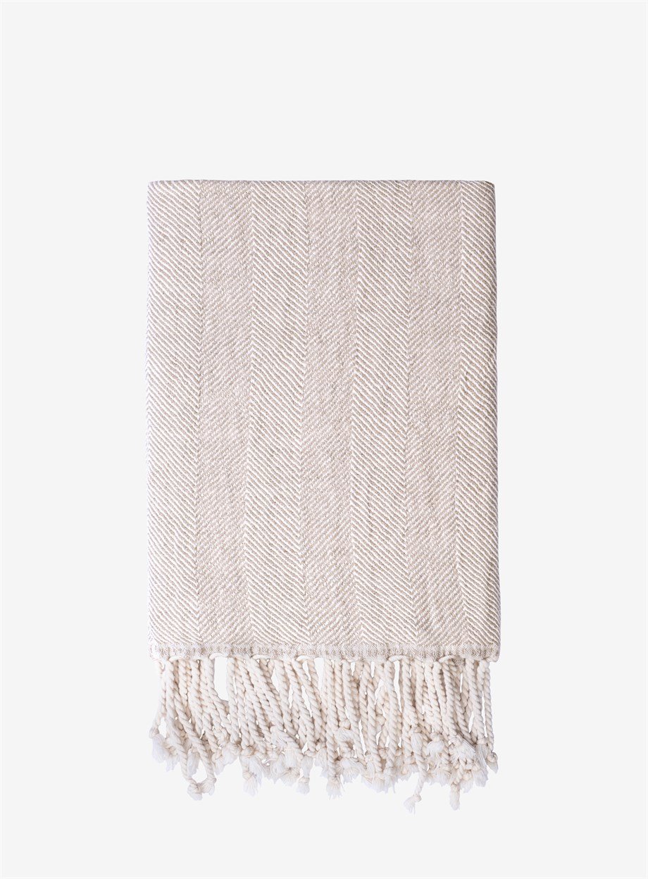 LINEN HERRINGBONE THROW